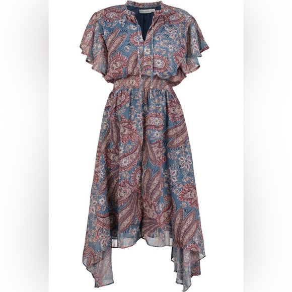 NWT! Bishop + Young Kashmir Paisley print SIENNA Smocked Maxi Dress S - Picture 2 of 3